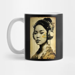 Music Lover-Listening to Music with Earphones-Asian Woman Mug